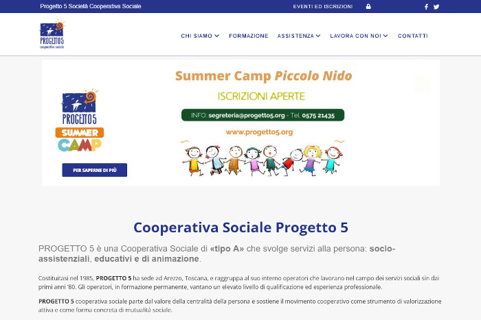 Screenshot della Homepage
