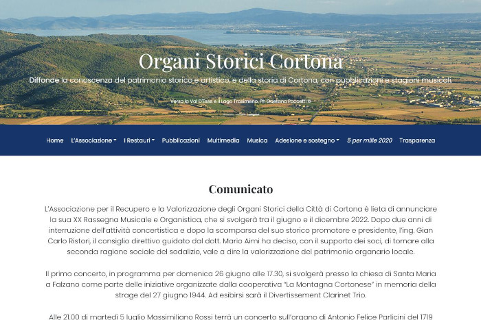 Screenshot della Homepage